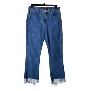 Scotch & Soda The Kick Cropped High Rise Ankle Flare Jeans Medium Wash Womens 16